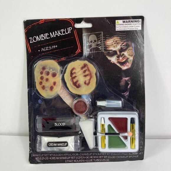 Halloween Zombie Makeup with Fake Blood Scab Prosthetics Horror Costume Scary - Picture 2 of 11